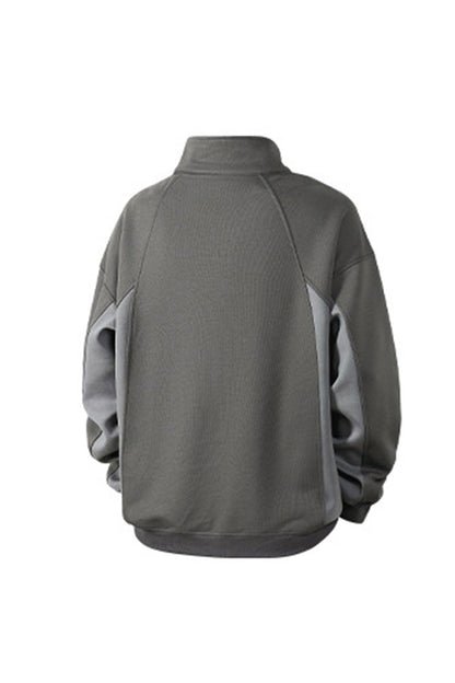 Men's Fall Winter Snap-Button Colorblock Collar Sweatshirt