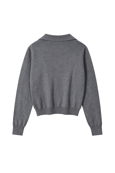 Unisex Fall Clothing 420G Cropped Polo Collar Knit Sweater