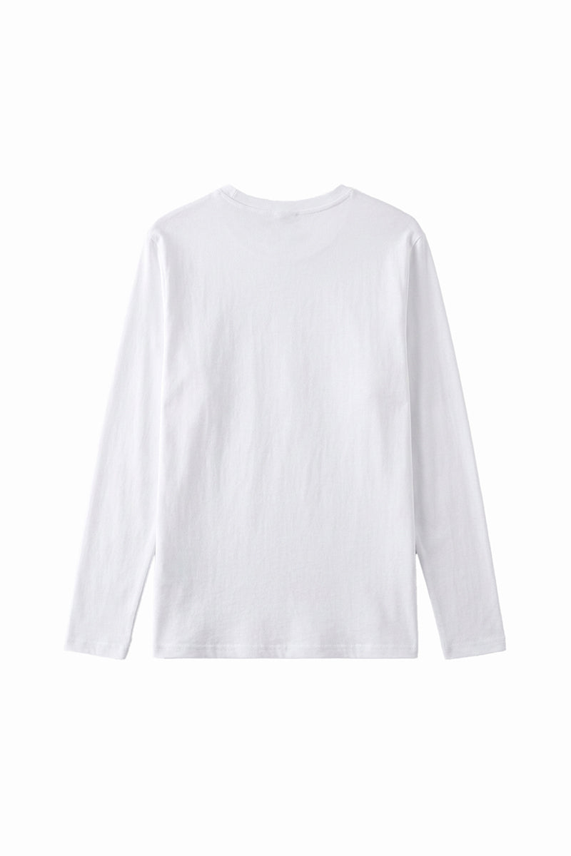 Men's Fall Combed Cotton Solid Crewneck Long-Sleeve T-Shirt