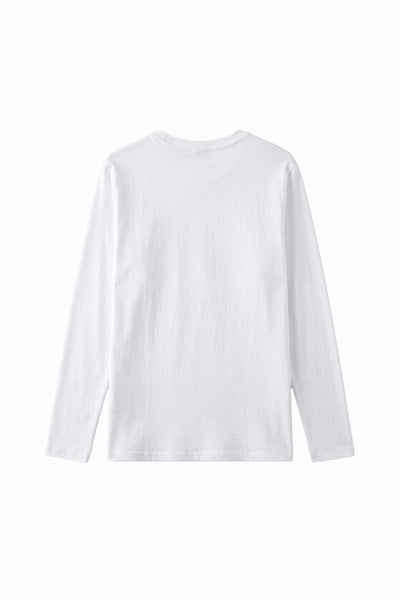 Men's Fall Combed Cotton Solid Crewneck Long-Sleeve T-Shirt