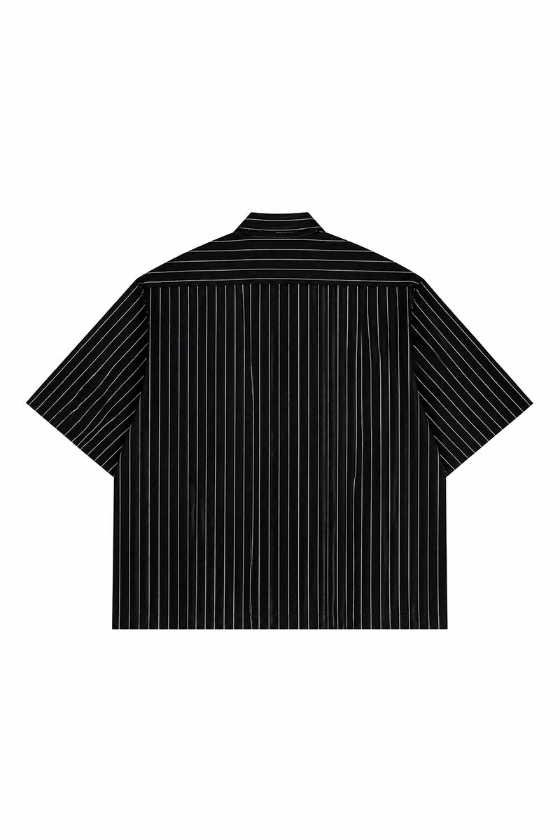 Men's Summer Cropped Vertical-Stripe Stretch Casual Shirt