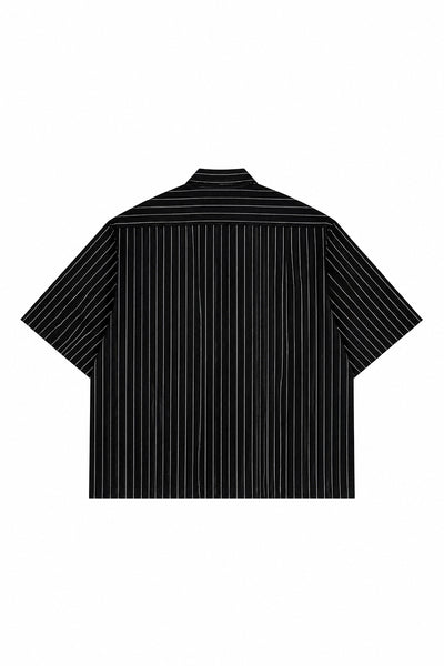 Men's Summer Cropped Vertical-Stripe Stretch Casual Shirt
