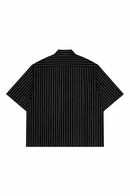 Men's Summer Cropped Vertical-Stripe Stretch Casual Shirt