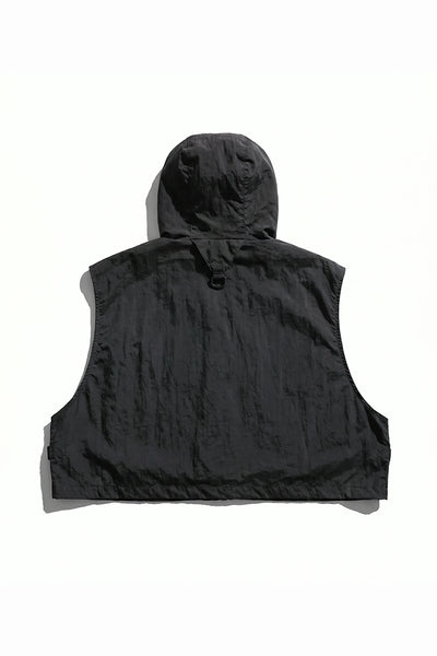 Men's Summer Hooded Multi-Pocket Cropped Utility Cargo Vest