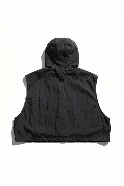 Men's Summer Hooded Multi-Pocket Cropped Utility Cargo Vest