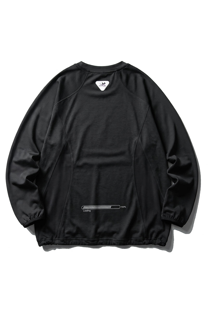Unisex Fall Mesh Spliced Crew Neck Sports Long Sleeve Top