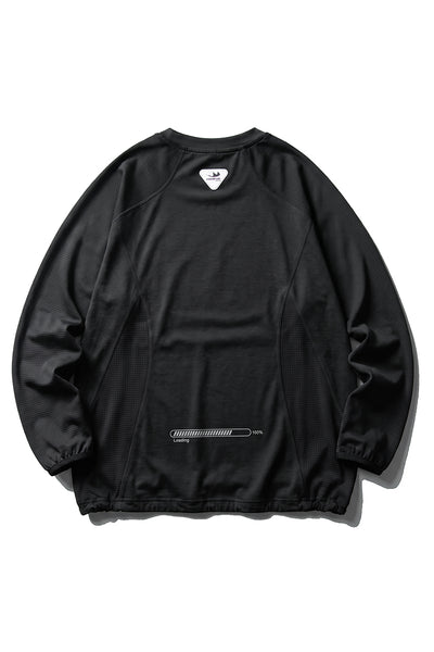 Unisex Fall Mesh Spliced Crew Neck Sports Long Sleeve Top