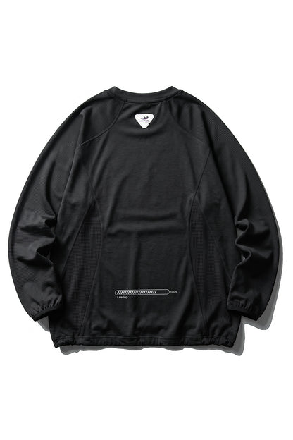 Unisex Fall Mesh Spliced Crew Neck Sports Long Sleeve Top