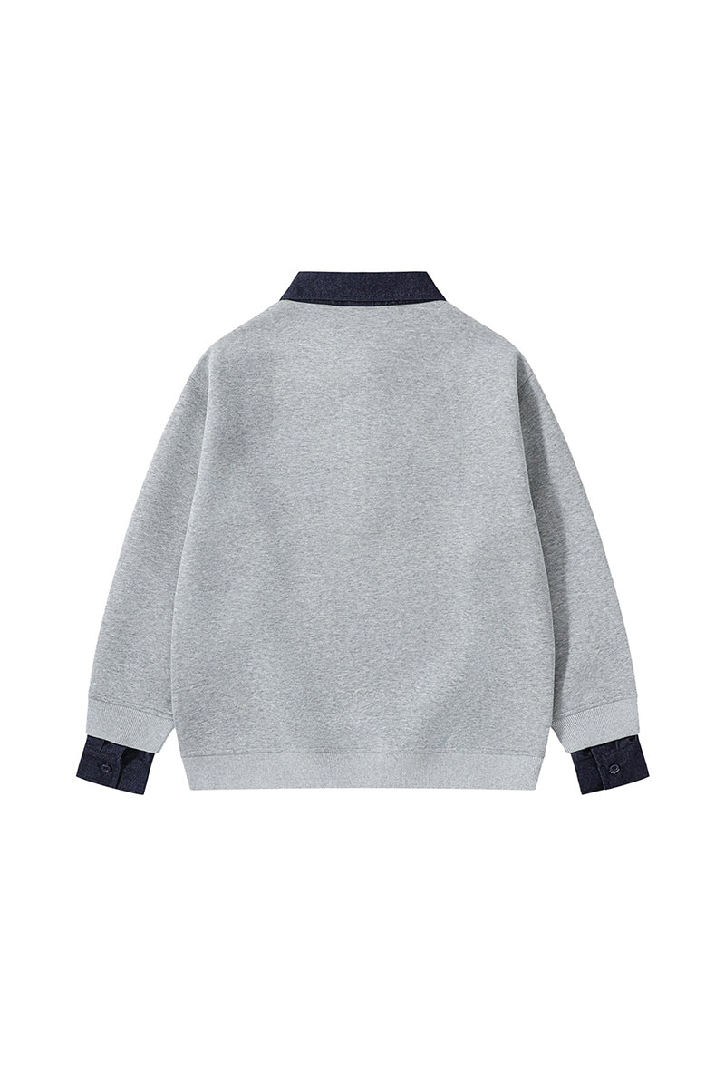 Men's Fall Winter Half-Zip Layered Preppy Sweatshirt
