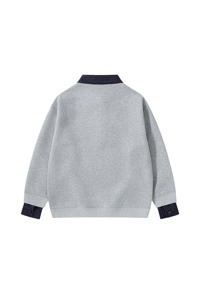 Men's Fall Winter Half-Zip Layered Preppy Sweatshirt