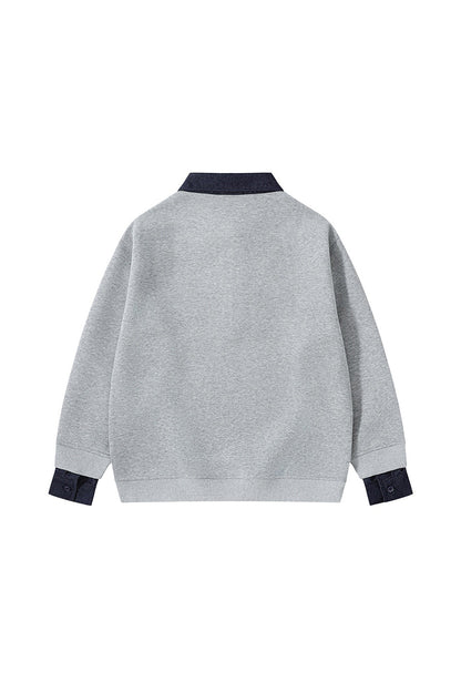 Men's Fall Winter Half-Zip Layered Preppy Sweatshirt
