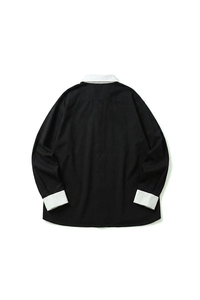 Men's Spring Colorblock Collared Button-Down Shirt