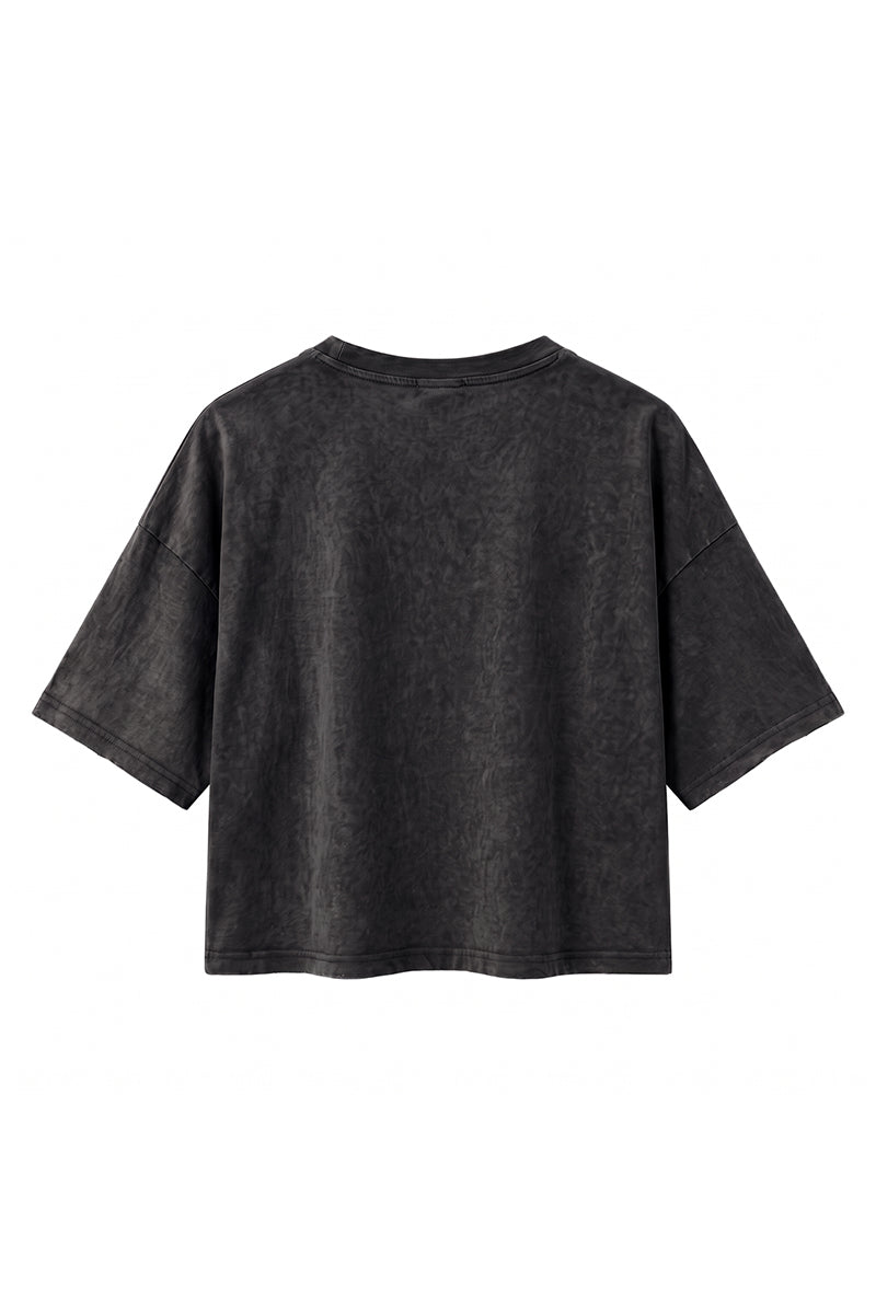 Women's Summer Washed Vintage Relaxed Crop T-Shirt