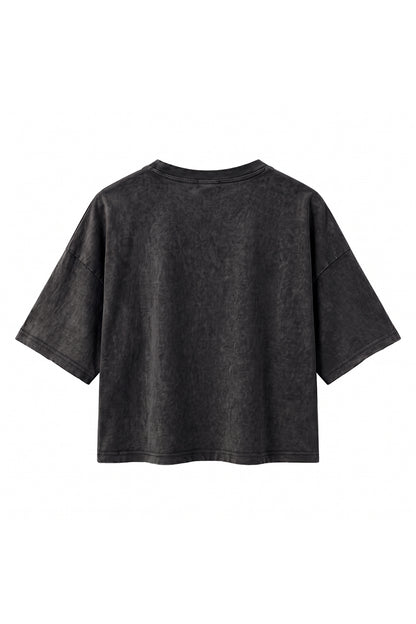 Women's Summer Washed Vintage Relaxed Crop T-Shirt