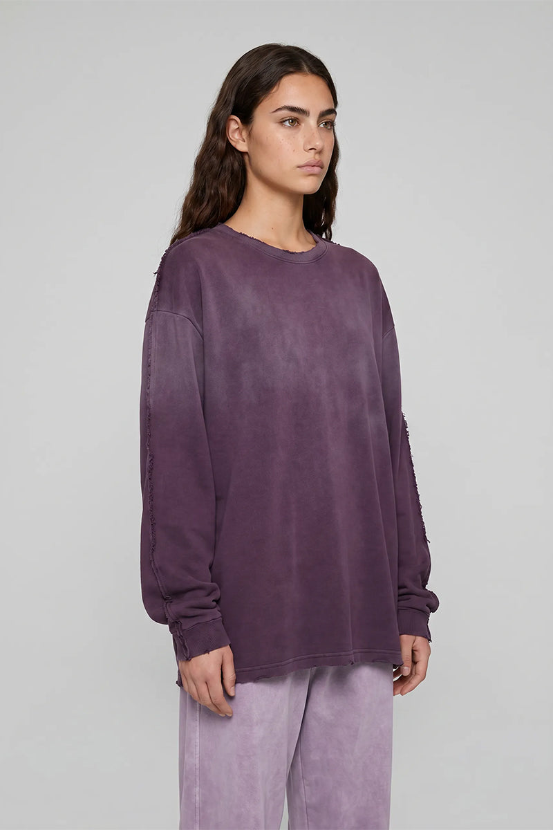 Women's 275g Vintage Cotton Spray Washed Raw Hem Long Tee