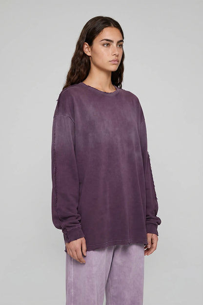 Women's 275g Vintage Cotton Spray Washed Raw Hem Long Tee