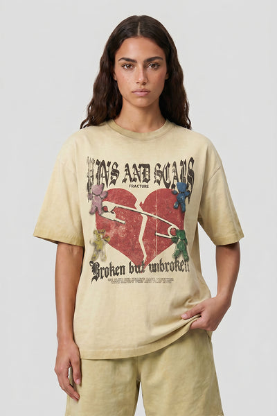 Women's Summer Broken Heart Graffiti T-Shirt