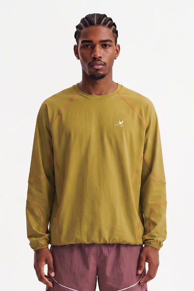 Men Fall Contrast Stitch Crew Neck Long Sleeve Top