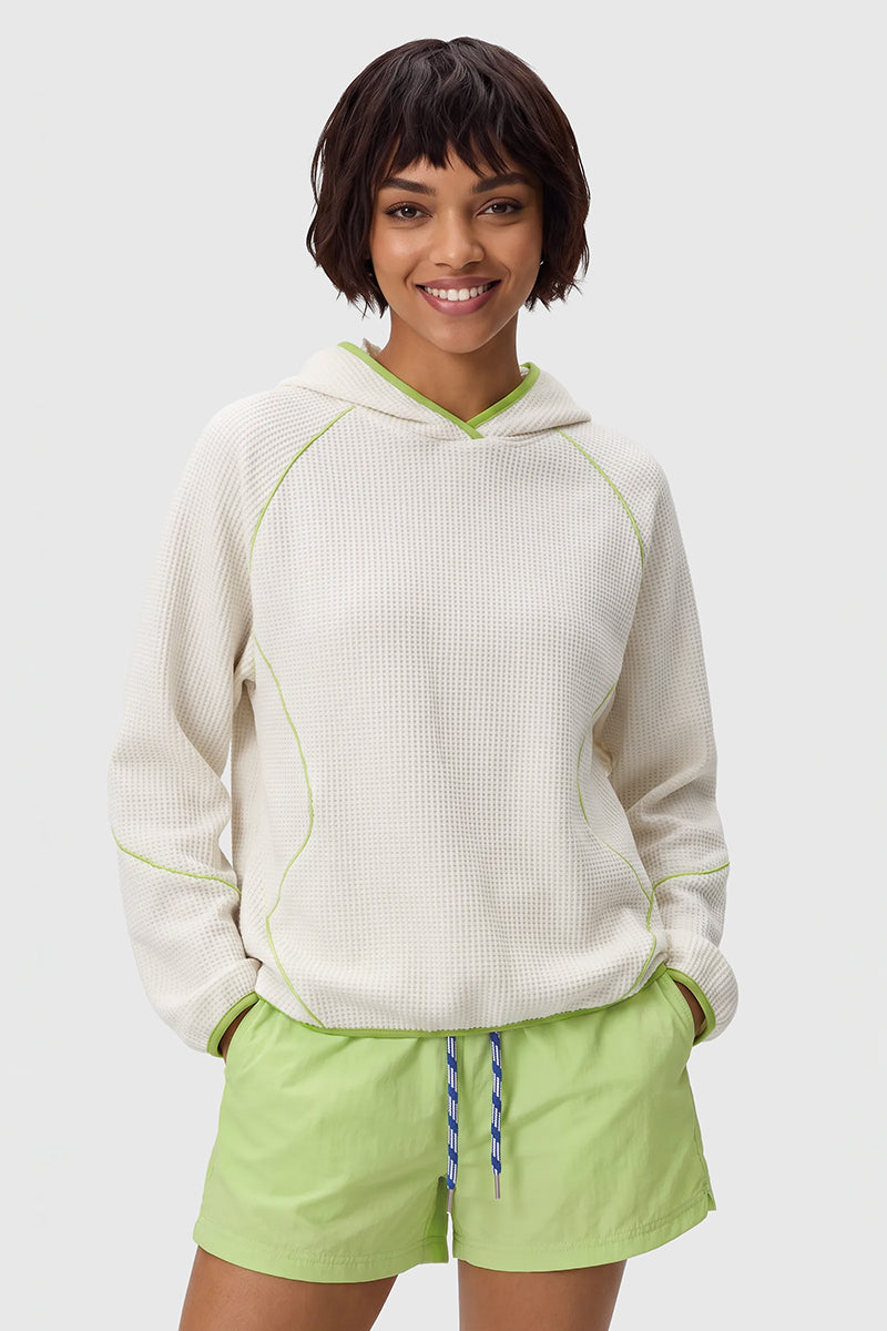 Women Fall Waffle Outdoor Pullover Hoodie
