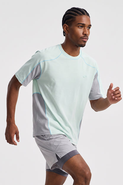Men Summer Color Block Quick Dry Sports T Shirt