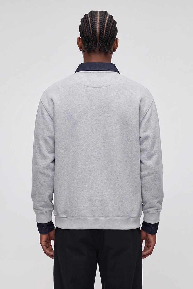 Men's Fall Winter Half-Zip Layered Preppy Sweatshirt