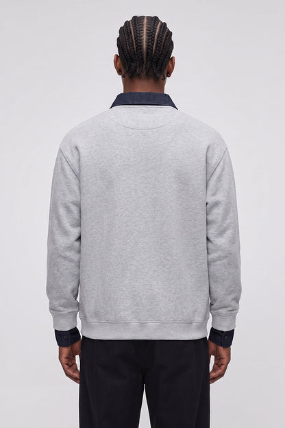 Men's Fall Winter Half-Zip Layered Preppy Sweatshirt