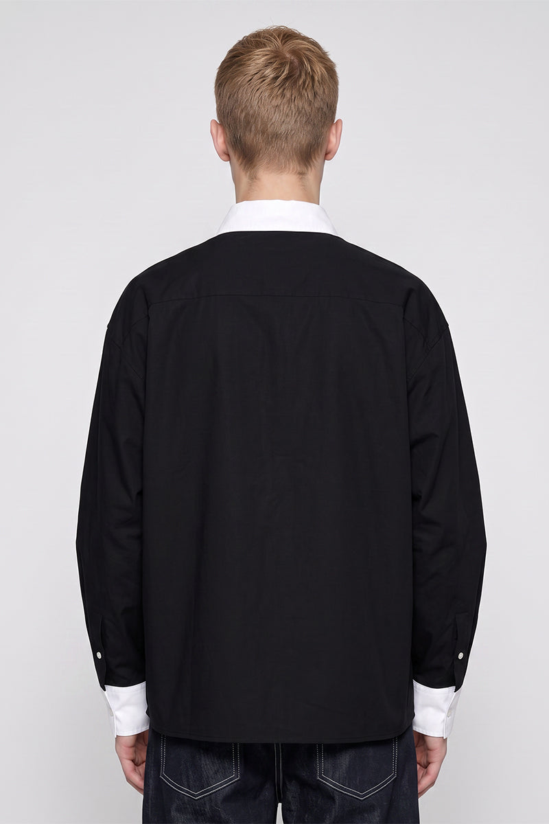 Men's Spring Colorblock Collared Button-Down Shirt