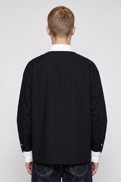Men's Spring Colorblock Collared Button-Down Shirt