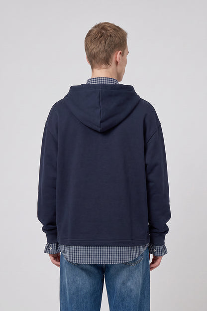 Men's Fall Winter Plaid-Layered Preppy Pullover Hoodie