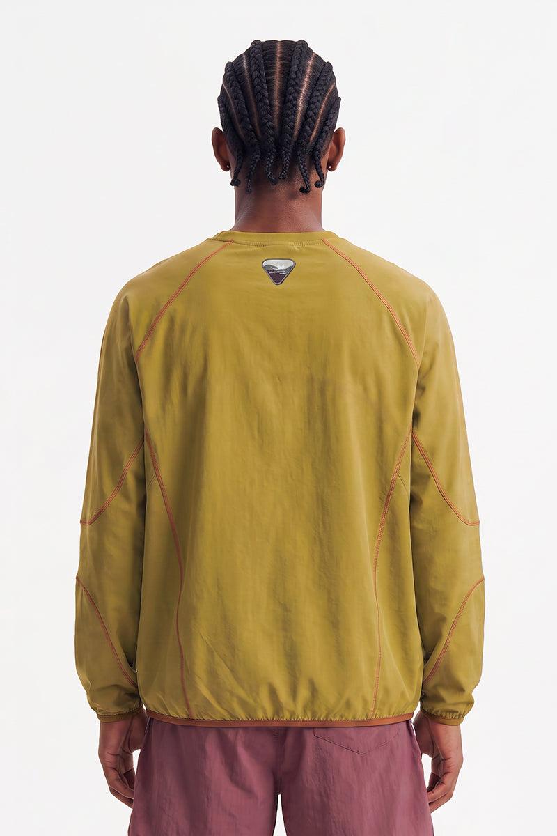Men Fall Contrast Stitch Crew Neck Long Sleeve Top