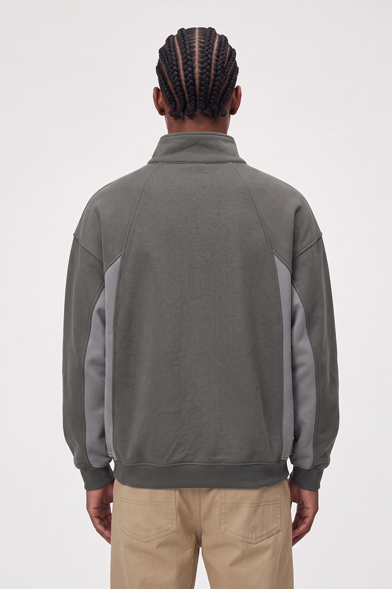 Men's Fall Winter Snap-Button Colorblock Collar Sweatshirt