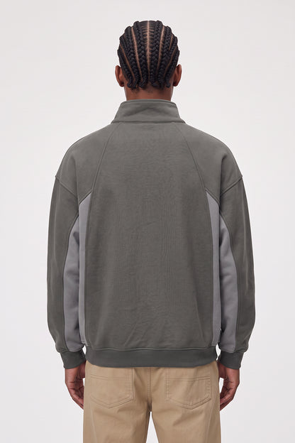 Men's Fall Winter Snap-Button Colorblock Collar Sweatshirt