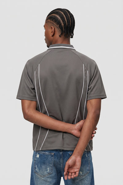 Men's Street Boxy Contrast Piping Short Sleeve Cotton Polo