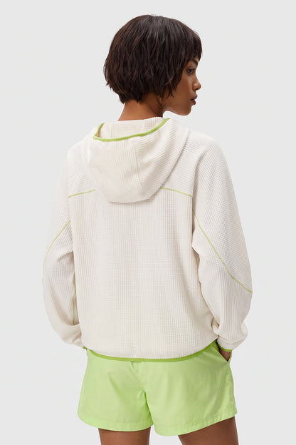 Women Fall Waffle Outdoor Pullover Hoodie