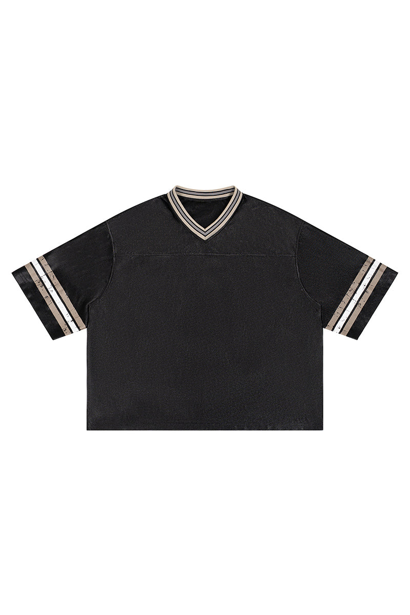 Men's Summer Striped V-Neck Breathable Athletic T-Shirt