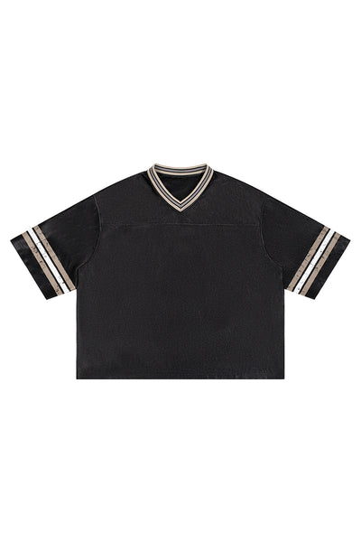 Men's Summer Striped V-Neck Breathable Athletic T-Shirt