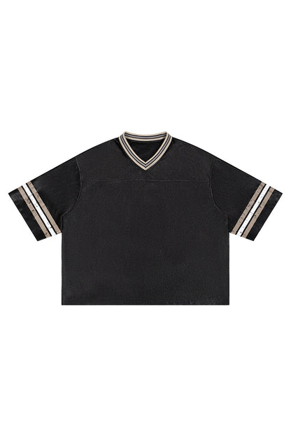 Men's Summer Striped V-Neck Breathable Athletic T-Shirt