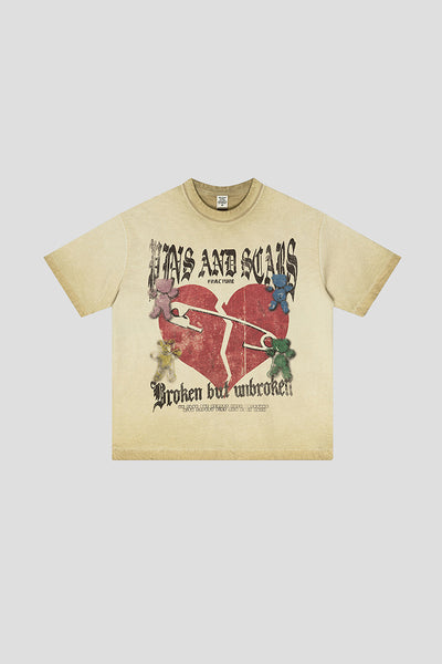 Unisex Summer Broken Heart Graffiti T-Shirt