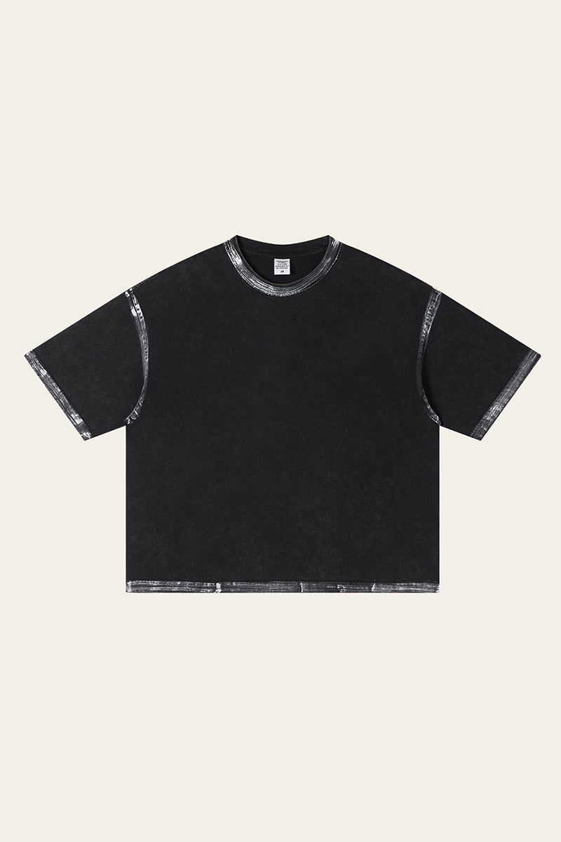 Men's Summer Hand-Painted Washed Cropped Cotton T-Shirt