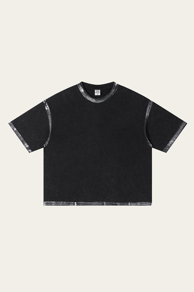 Men's Summer Hand-Painted Washed Cropped Cotton T-Shirt