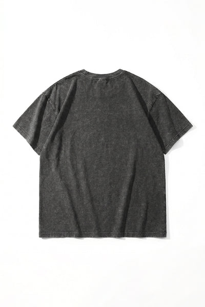 Unisex Summer Vintage Washed Drop-Shoulder Oversized Tee