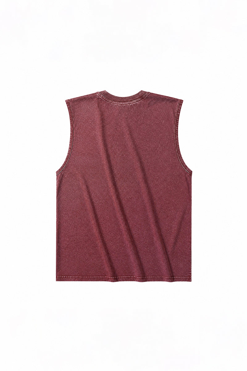 Men's Summer Vintage Washed Raw-Edge Sleeveless Tank Top