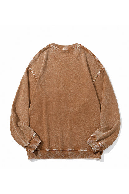 Unisex Fall Washed Vintage Raglan Crew Neck Sweatshirt