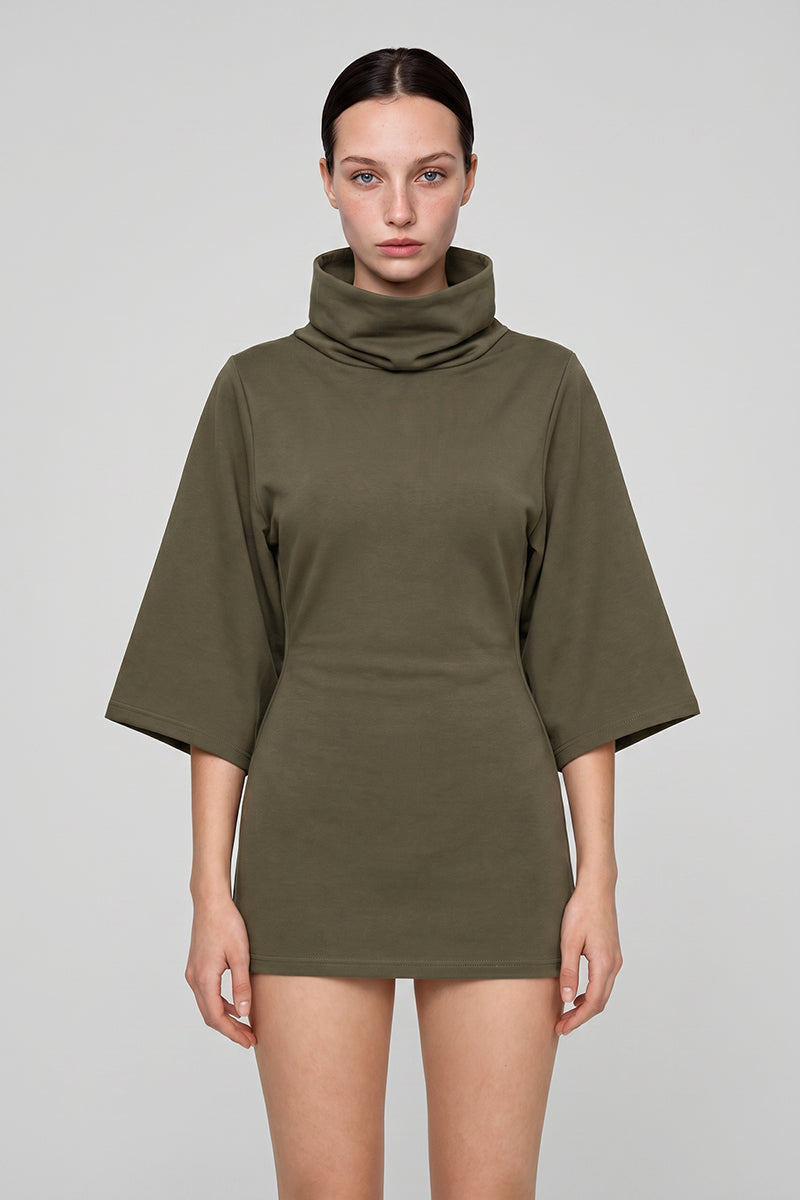 Women's Wasteland Cowl Neck Bell 3/4 Sleeve Bodycon Dress