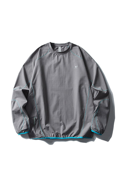 Men Fall Contrast Stitch Crew Neck Long Sleeve Top