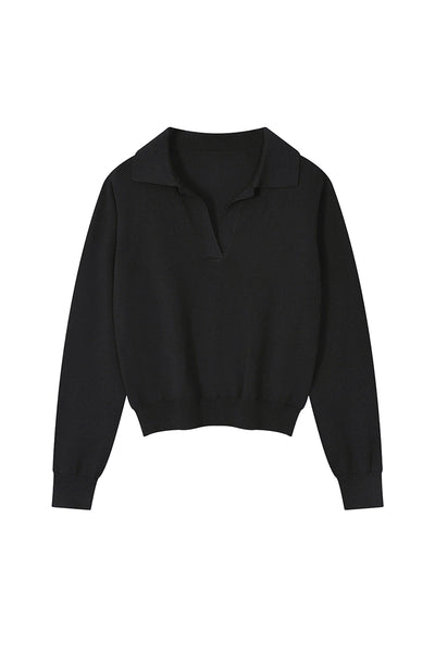 Unisex Fall Clothing 420G Cropped Polo Collar Knit Sweater