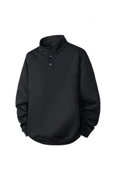 Men's Fall Winter Snap-Button Colorblock Collar Sweatshirt