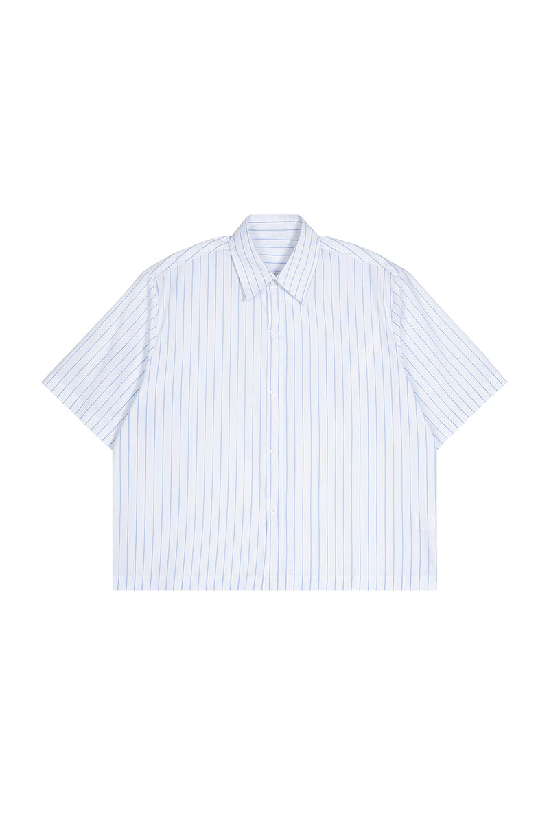 Men's Summer Cropped Vertical-Stripe Stretch Casual Shirt