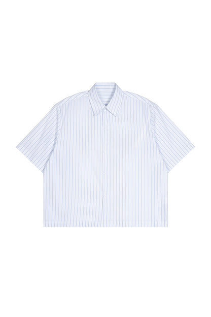 Men's Summer Cropped Vertical-Stripe Stretch Casual Shirt