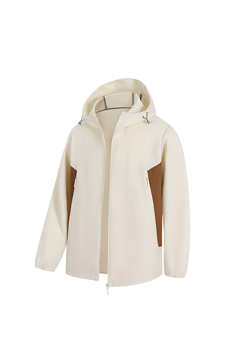 Men's Spring Colorblock Lightweight Outdoor Hooded Jacket